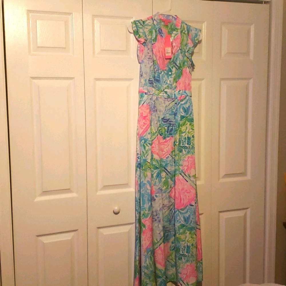 Lilly pulitzer palm beach silk maxi